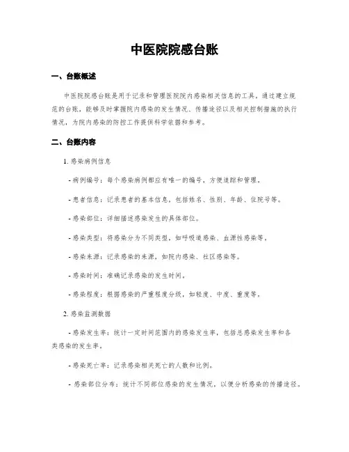 中医院院感台账