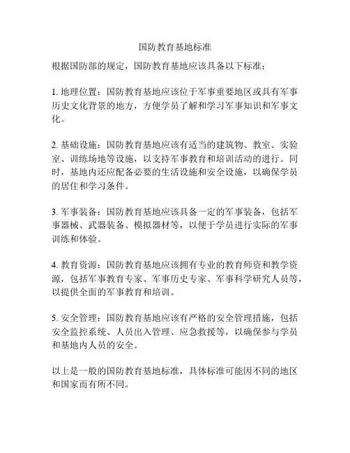 国防教育基地标准