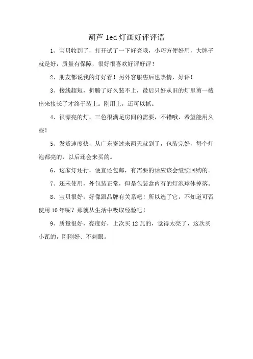 葫芦led灯画好评评语