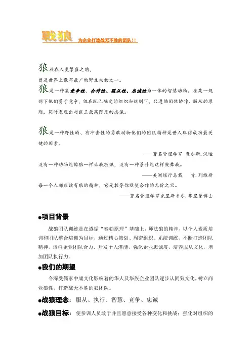 企业文化-狼文化——为企业打造战无不胜的团队 精品