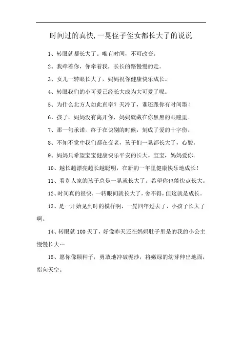 时间过的真快,一晃侄子侄女都长大了的说说