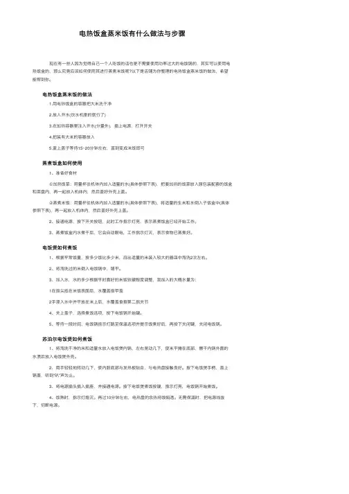 电热饭盒蒸米饭有什么做法与步骤
