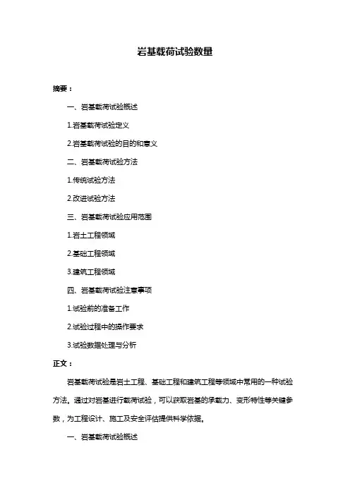 岩基载荷试验数量