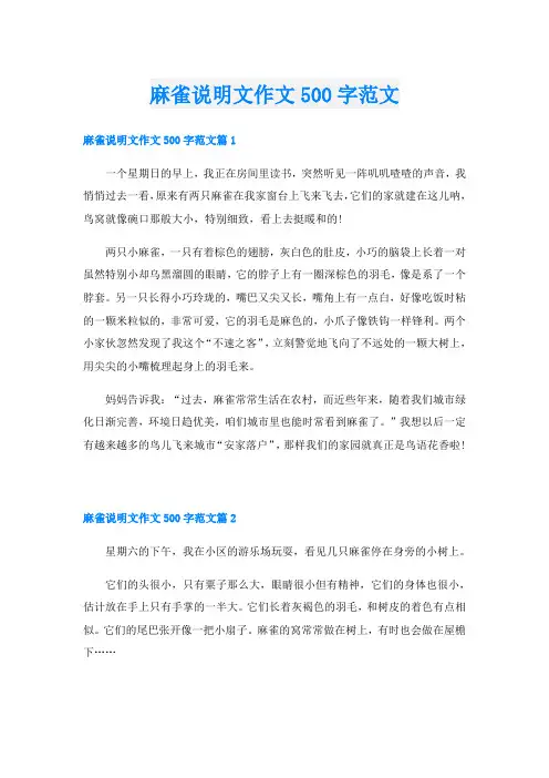 麻雀说明文作文500字范文