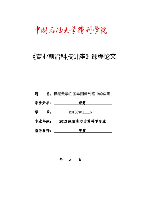 模糊数学在医学图像处理中的应用