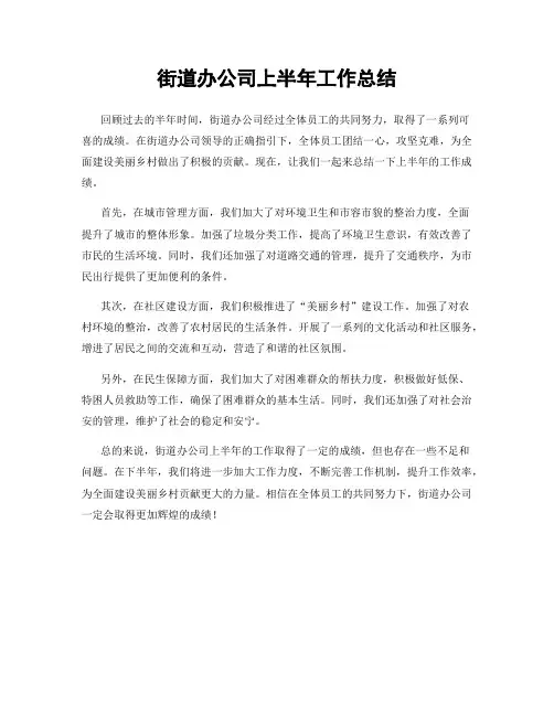 街道办公司上半年工作总结