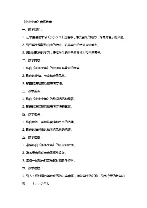 《小小少年》音乐教案