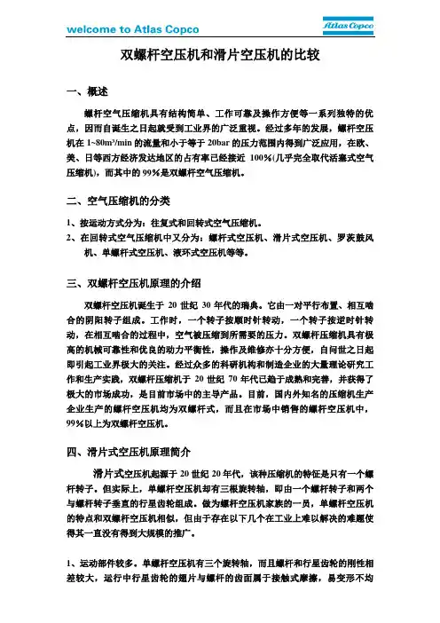 双螺杆空气压缩机和滑片空气压缩机比较