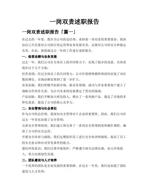 一岗双责述职报告