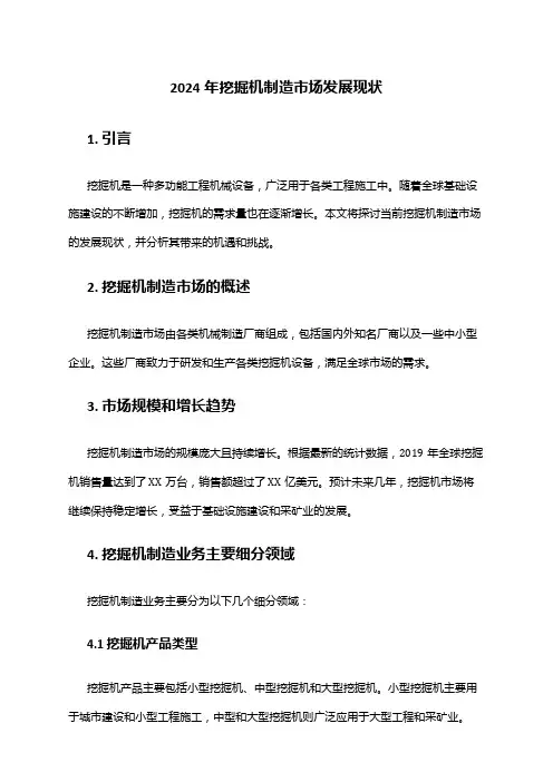 2024年挖掘机制造市场发展现状
