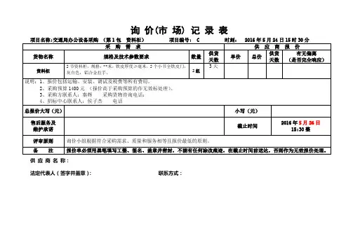市场询价记录表