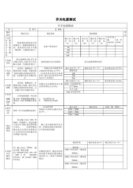 最新开关电源测试标准