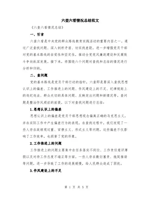六查六看情况总结范文