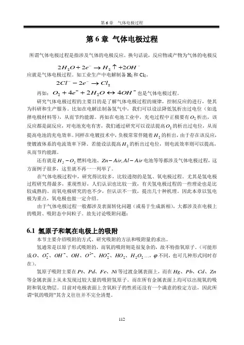电化学 第6章 气体电极过程