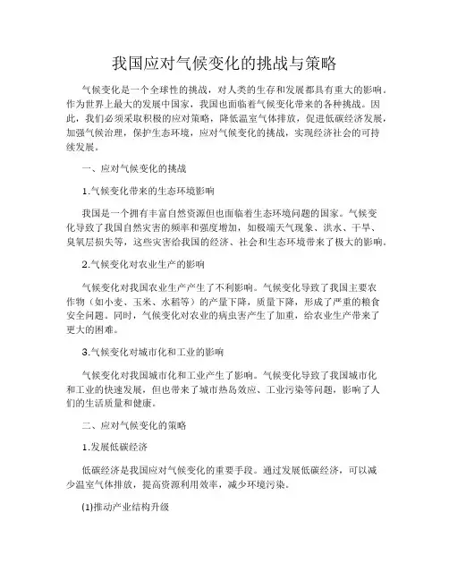 我国应对气候变化的挑战与策略