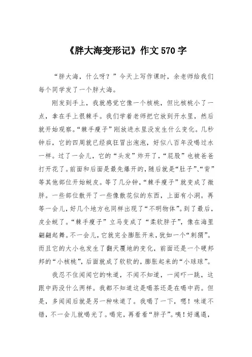 《胖大海变形记》作文570字