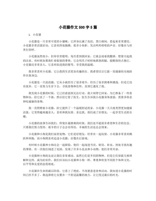 小花猫作文500字5篇