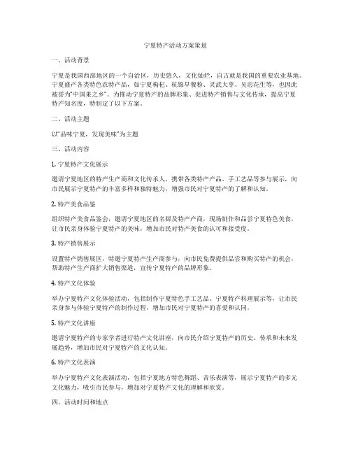 宁夏特产活动方案策划