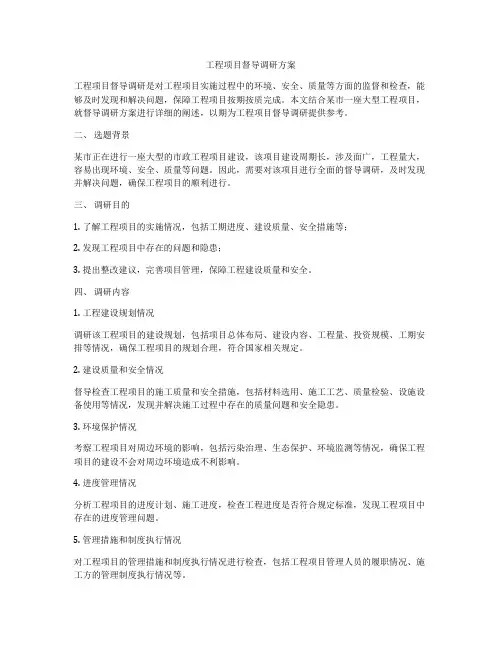 工程项目督导调研方案