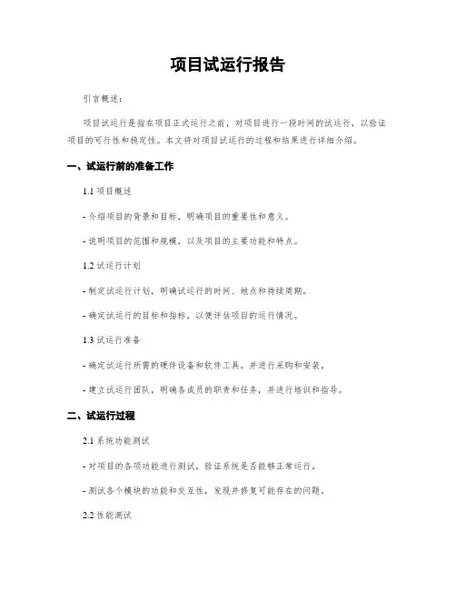 项目试运行报告