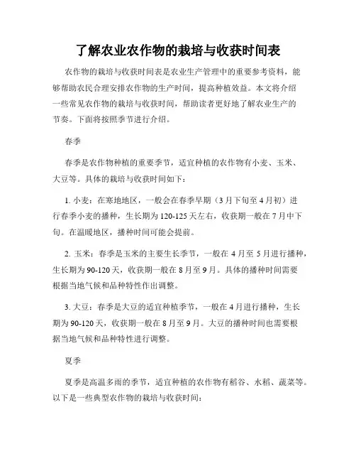 了解农业农作物的栽培与收获时间表