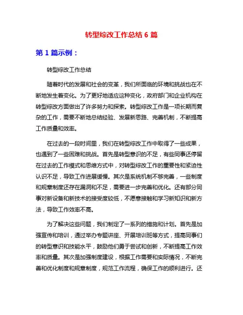 转型综改工作总结6篇