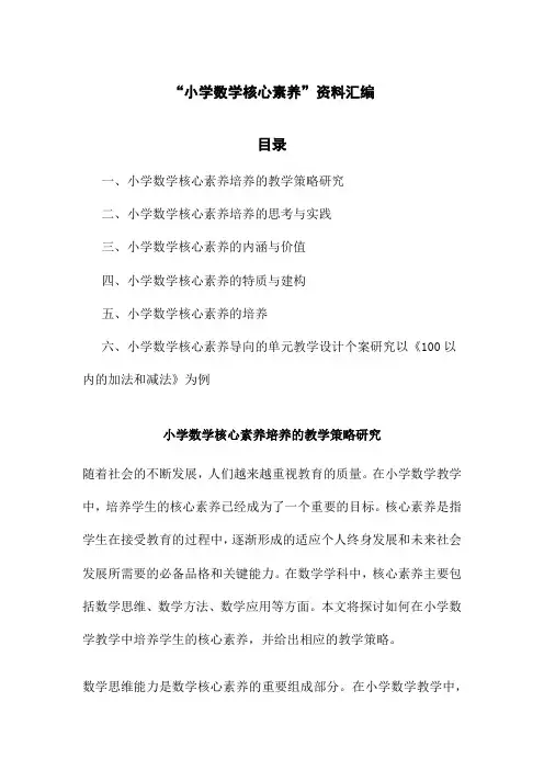 “小学数学核心素养”资料汇编