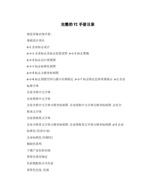完整的VI手册目录
