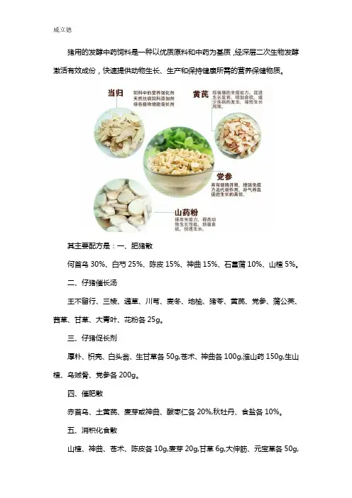 猪用发酵中药饲料配方
