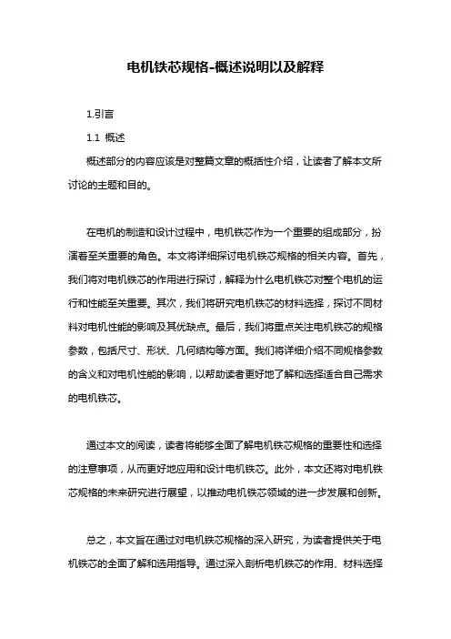 电机铁芯规格-概述说明以及解释