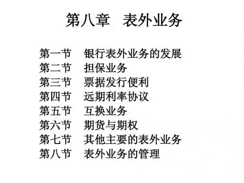 商业银行经营学第八章   表外业务