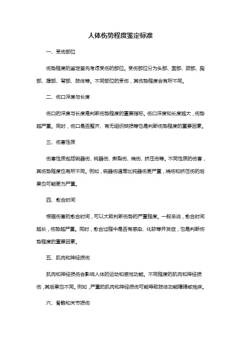 人体伤势程度鉴定标准