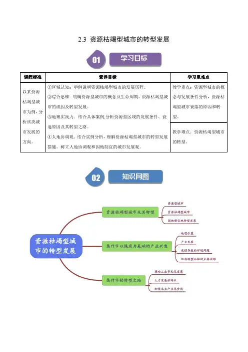 2024年高二地理同步讲义(人教版2019选择性必修2)2.3 资源枯竭型城市的转型发展(解析版)