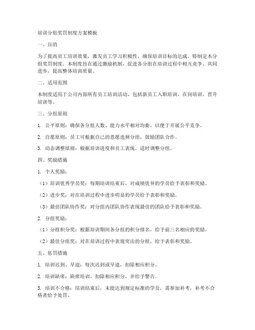 培训分组奖罚制度方案模板