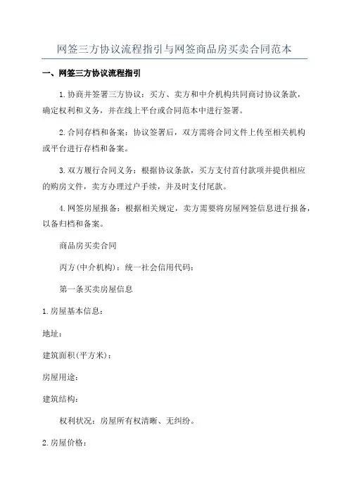 网签三方协议流程指引与网签商品房买卖合同范本
