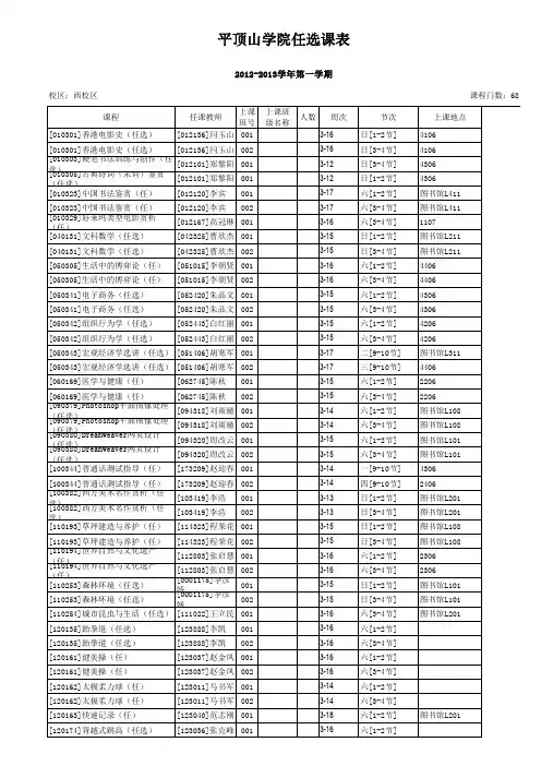 2012-2013第一学期任选课课表