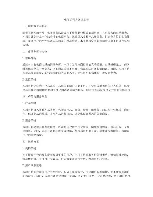 电商运营方案计划书
