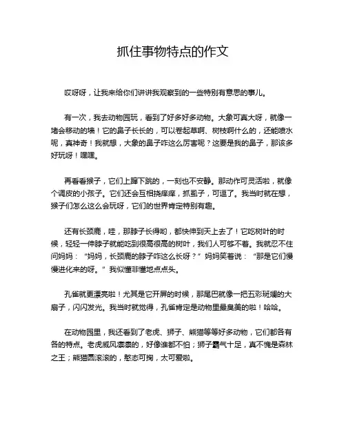 抓住事物特点的作文