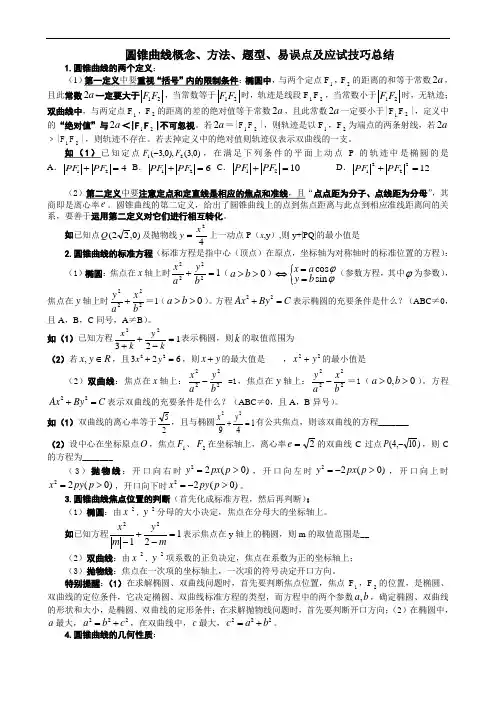 高三理科数学圆锥曲线复习教案
