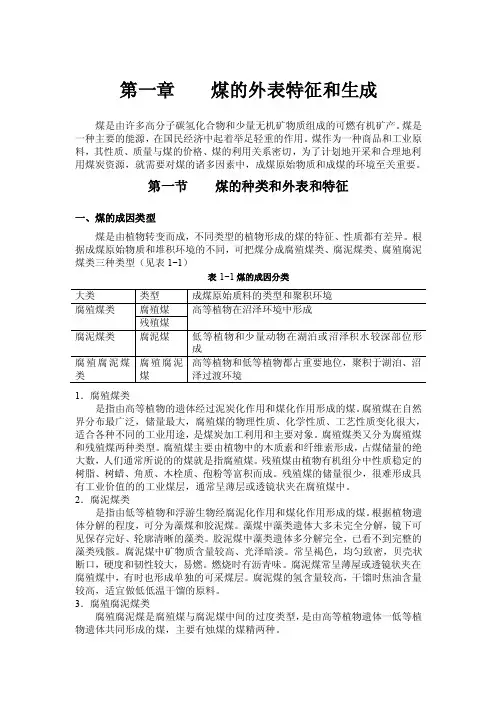 煤的外表特征和生成