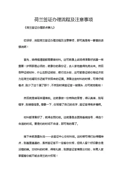 荷兰签证办理流程及注意事项