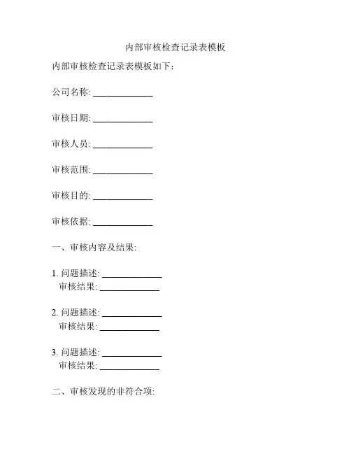 内部审核检查记录表模板