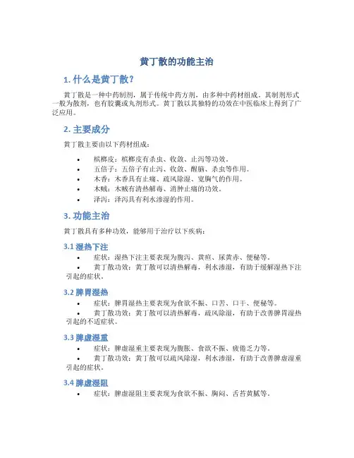黄丁散的功能主治
