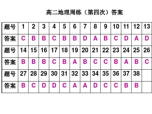 高二地理周练(第四次)答案