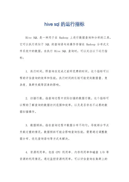 hive sql的运行指标