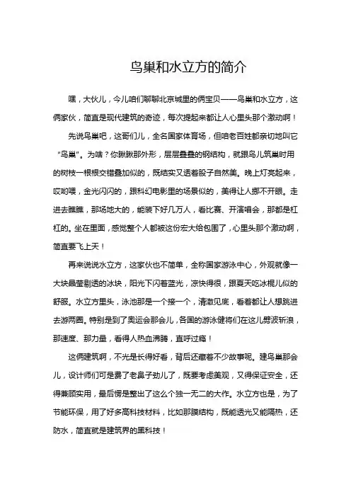 鸟巢和水立方的简介
