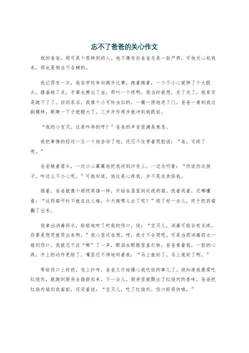 忘不了爸爸的关心作文