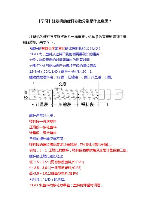 【学习】注塑机的螺杆参数分别是什么意思？