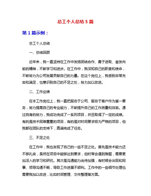 总工个人总结5篇