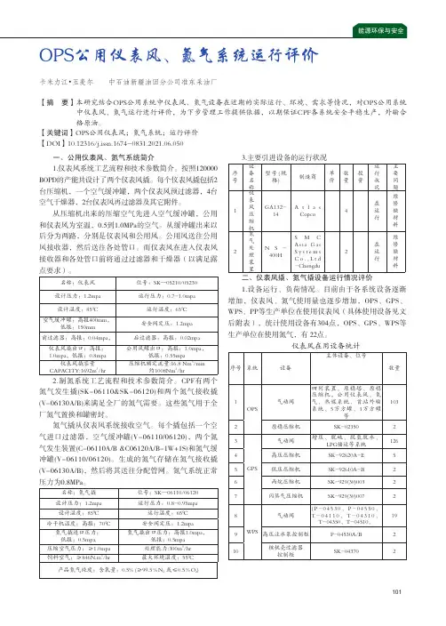 OPS公用仪表风、氮气系统运行评价